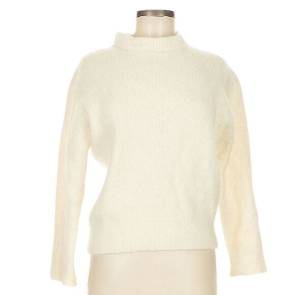 MO-NA-HA Sweater I Size Small Medium I Alpaca Mock Neck Quiet Luxury Soft Ivory - Picture 2 of 6